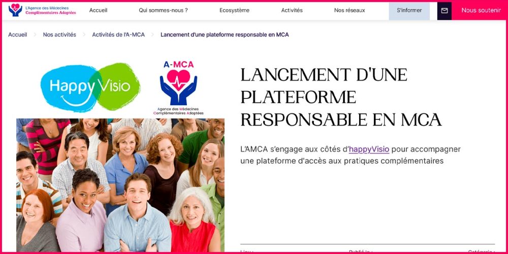 Projet de plateforme proposée par HappyVisio en partenariat avec l’A-MCA